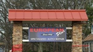 european auto sign closeup