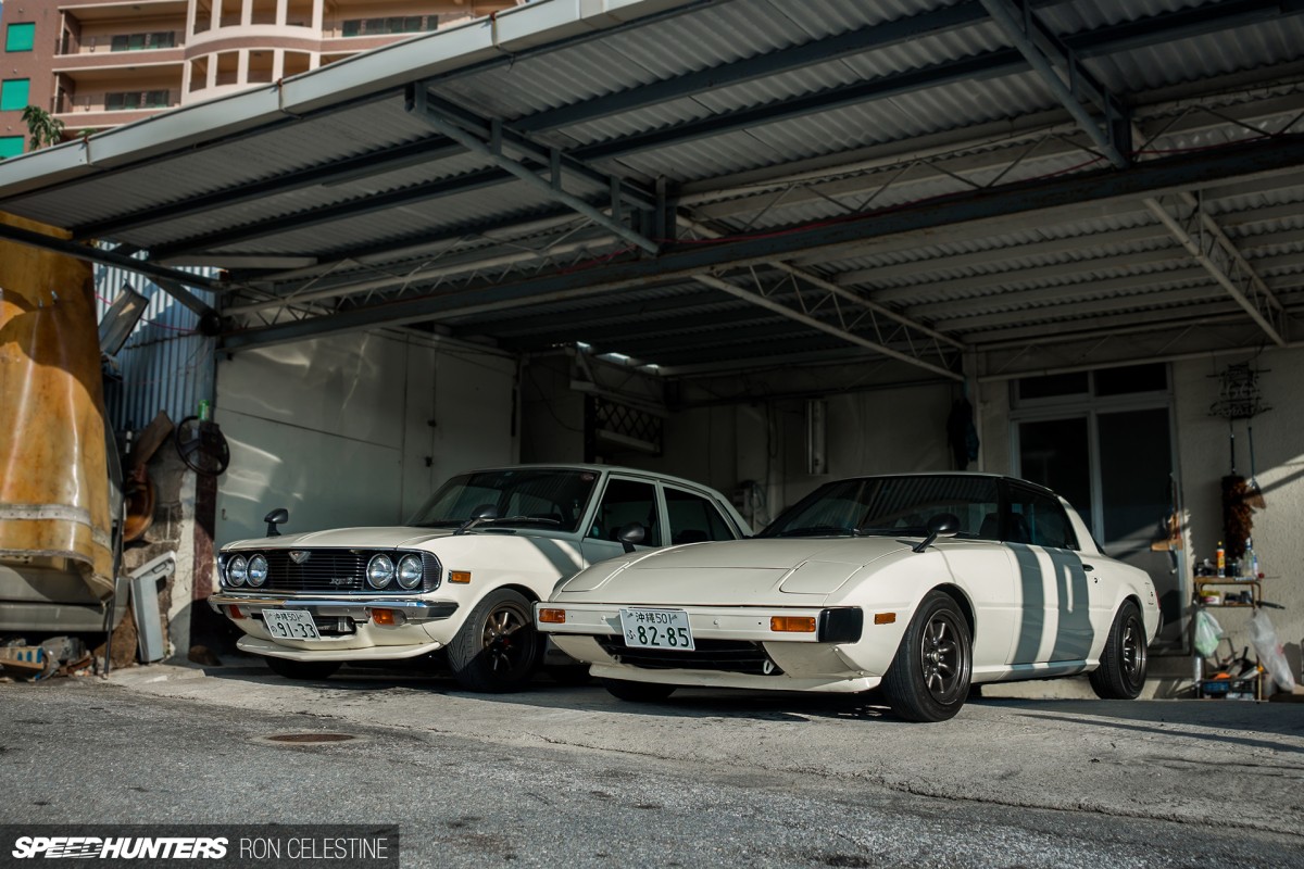Cars undergoing repairs at Taki-Works