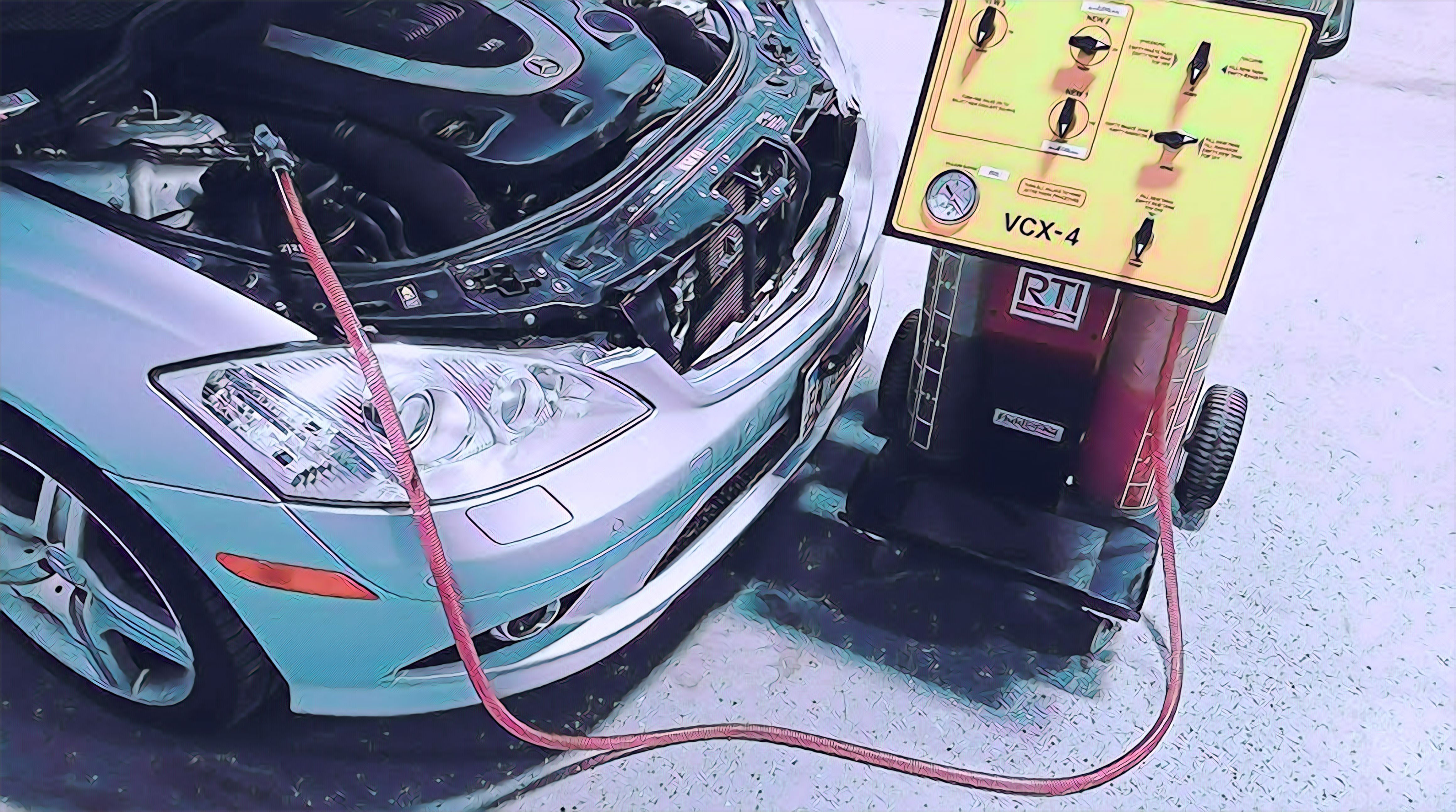 Inside an auto repair shop where technicians meticulously service vehicle