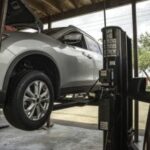 Car lift at the Davie Garage